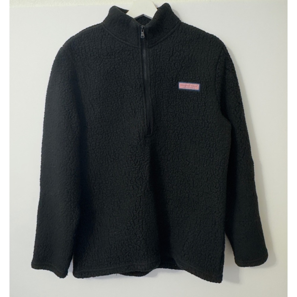 Vineyard Vines Sherpa Fleece Pullover Mens Medium Black Quarter Zip